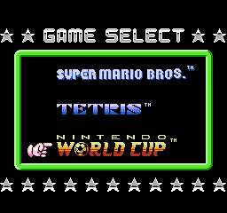 Super Mario Bros. + Tetris + Nintendo World Cup (Europe) Title Screen